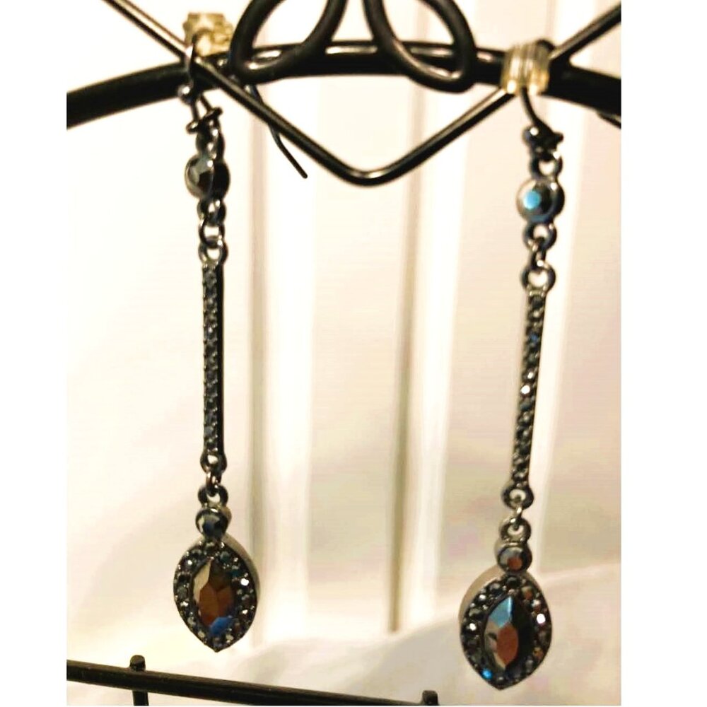 OBSIDIAN AND HEMATITE DROP/DANGLE EARRINGS